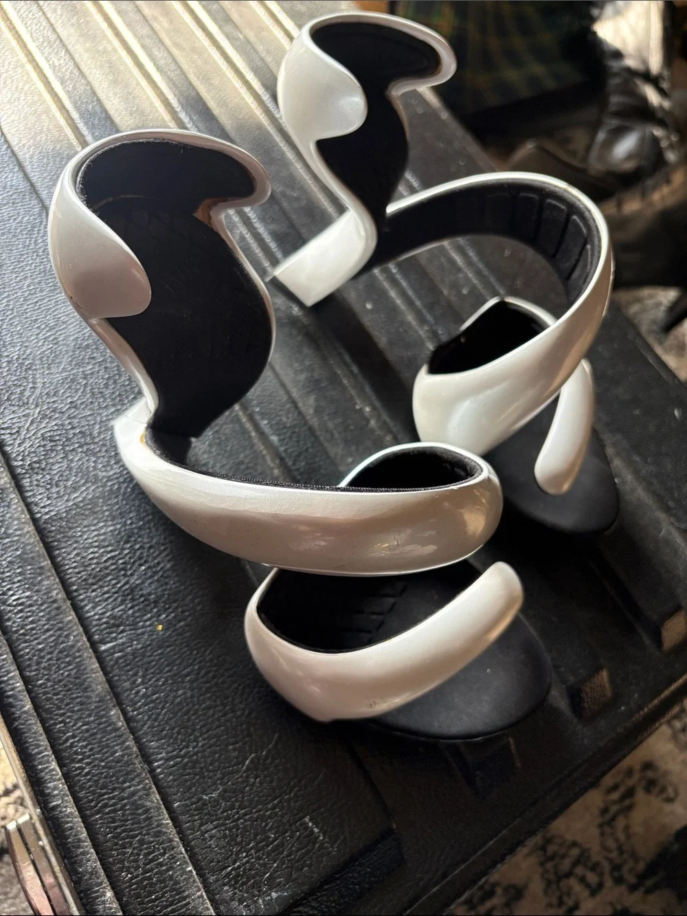 White Spiral Strap High-Heel Sandals